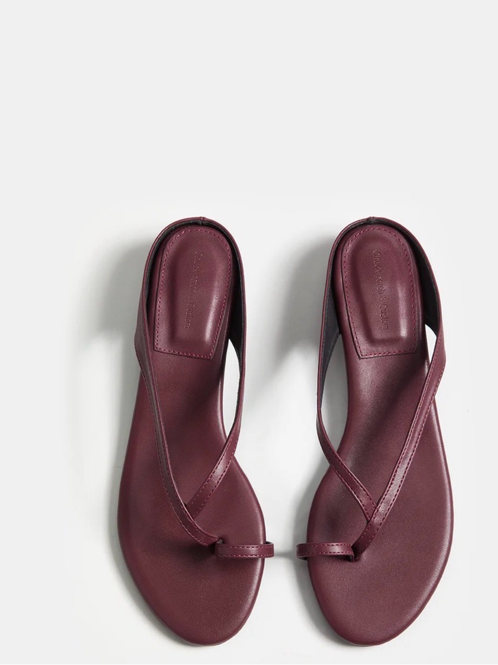 Commense Burgundy Leather Slide Sandals